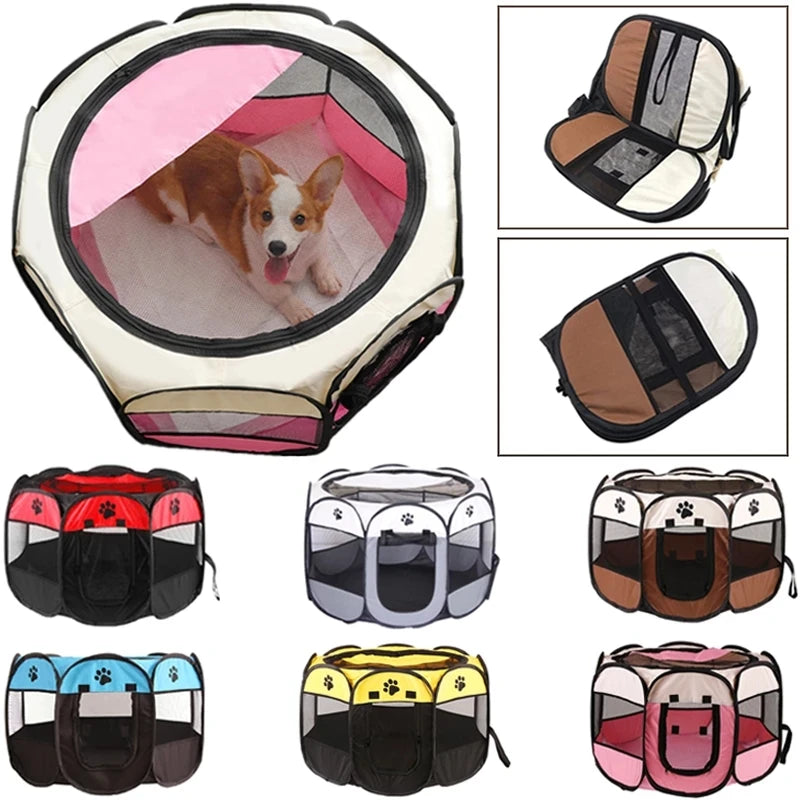 Outdoor Accessories Supplies Electrical Animal Fencing Playpen with Mesh Design and Paw Print Accents