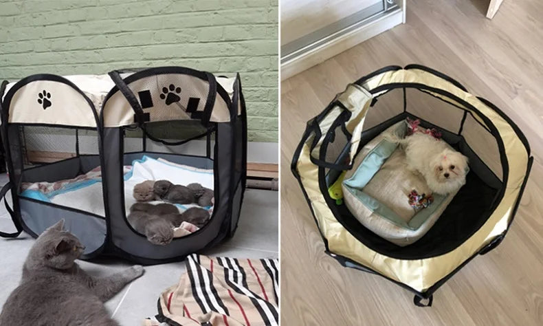 Outdoor Accessories Supplies Electrical Animal Fencing Playpen with Mesh Design and Paw Print Accents