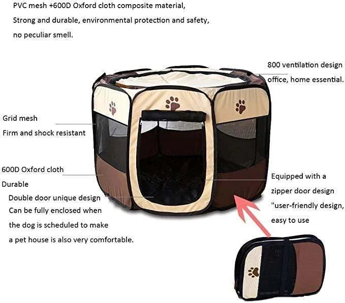 Outdoor Accessories Supplies Electrical Animal Fencing Playpen with Mesh Design and Paw Print Accents