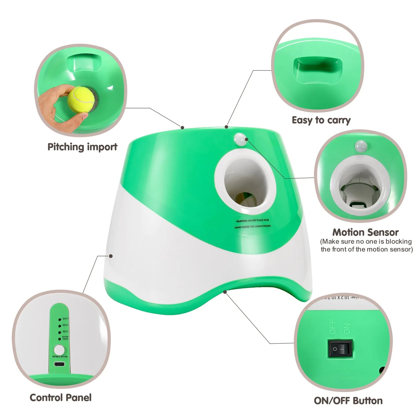 2025 New Automatic Dog Training Toy Throwing Tennis Ball Launcher Machine with Motion Sensor, Easy to Carry, and Control Panel for Dog Training