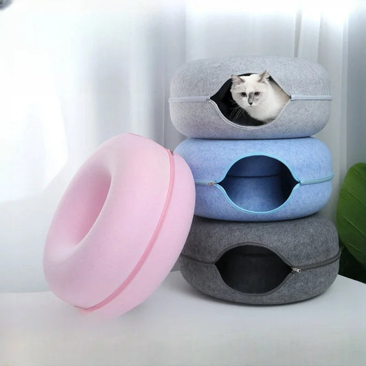 2023 New Design Pet Product Accessories Washable House Donut Pet Bed in Gray
