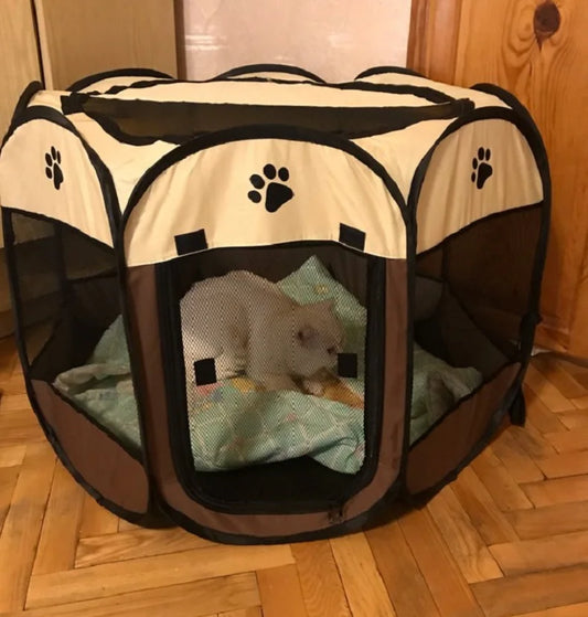 Outdoor Accessories Supplies Electrical Animal Fencing Playpen with Mesh Design and Paw Print Accents