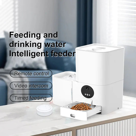 2-In-1 Durable Smart Wi-Fi Electric Pet Feeder 5L Automatic 3L Battery